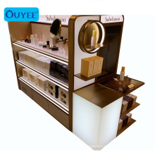 High-end Custom Cosmetic Display Stand Floor Skincare Product Retail Cosmetic Display Shelves Makeup Shelf Display